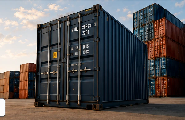 Container marítimo de 20 pés em pátio logístico